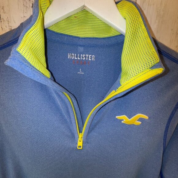 Hollister Men's 1/4 Zip Long Sleeve Performance Pullover Blue Size Large - Picture 5 of 10
